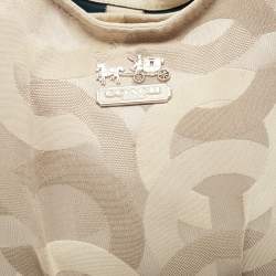 Pre Owned Coach White/Beige Op Art Canvas Madison Maggie Shoulder Bag