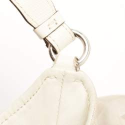Pre Owned Coach White/Beige Op Art Canvas Madison Maggie Shoulder Bag