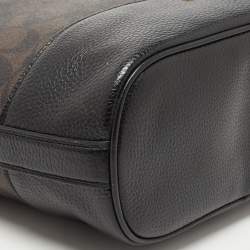 Pre Owned Coach Black/Brown Signature Coated Canvas and Leather Medium Paxton Shoulder Bag