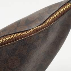 Pre Owned Coach Black/Brown Signature Coated Canvas and Leather Medium Paxton Shoulder Bag