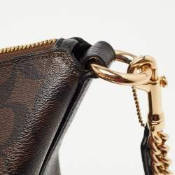 Pre Owned Coach Black/Brown Signature Coated Canvas and Leather Medium Paxton Shoulder Bag