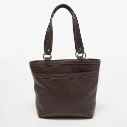Pre Owned Coach Dark Brown Leather Penelope Tote