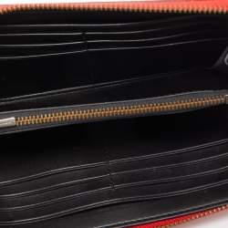 Pre Owned Coach Red/Black Prairie Bandana Print Leather Mickey Mouse Accordion Wallet 