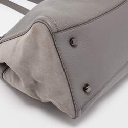 Pre Owned Coach Grey Leather and Suede Turnlock Edie Carryall Tote