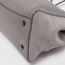 Pre Owned Coach Grey Leather and Suede Turnlock Edie Carryall Tote