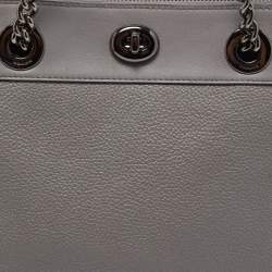 Pre Owned Coach Grey Leather and Suede Turnlock Edie Carryall Tote