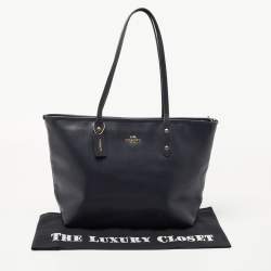Pre Owned Coach Blue Leather City Top Zip Tote