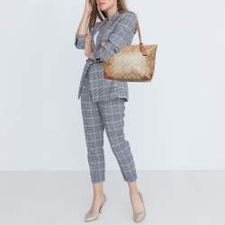 مملوكة مسبقًا Coach Brown Signature Coated Canvas and Leather Top Zip Tote