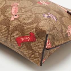 Coach Beige Signature Coated Canvas and Leather Rowan Wristlet Pouch