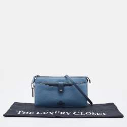 Coach Two Tone Blue Leather Noa Pop Up Crossbody Bag
