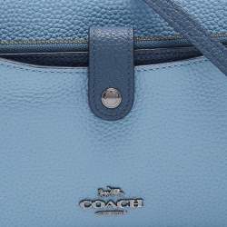 Coach Two Tone Blue Leather Noa Pop Up Crossbody Bag