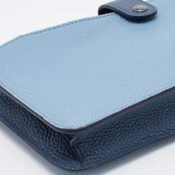 Coach Two Tone Blue Leather Noa Pop Up Crossbody Bag