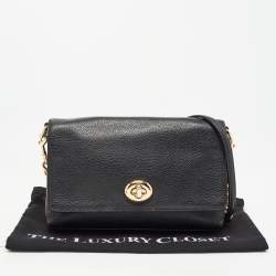 Pre Owned Coach Black Leather Crosstown Turnlock Crossbody Bag