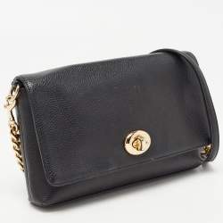 Pre Owned Coach Black Leather Crosstown Turnlock Crossbody Bag