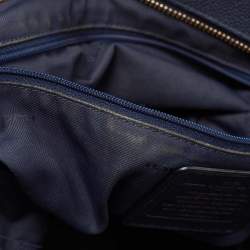 Pre Owned Coach Navy Blue Leather Sophia Chain Tote