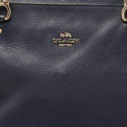 Pre Owned Coach Navy Blue Leather Sophia Chain Tote