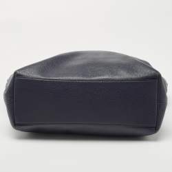 Pre Owned Coach Navy Blue Leather Sophia Chain Tote