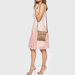 Pre Owned  Coach Beige/Brown Signature Canvas and Leather Courie Crossbody Bag