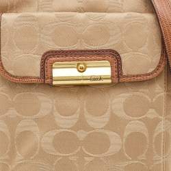 Pre Owned  Coach Beige/Brown Signature Canvas and Leather Courie Crossbody Bag