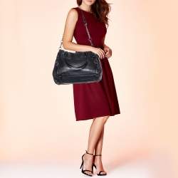 Pre Owned Coach Black Leather Straps Satchel