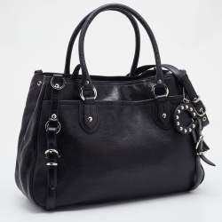 Pre Owned Coach Black Leather Straps Satchel
