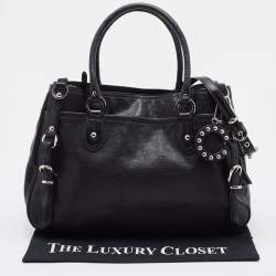 Pre Owned Coach Black Leather Straps Satchel