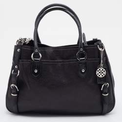 Pre Owned Coach Black Leather Straps Satchel