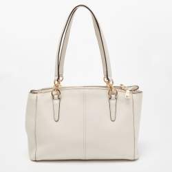 Pre Owned Coach Off White Leather Christie Carryall Satchel