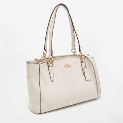 Pre Owned Coach Off White Leather Christie Carryall Satchel