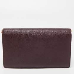 Pre Owned Coach Burgundy Leather Anna Foldover Clutch Bag