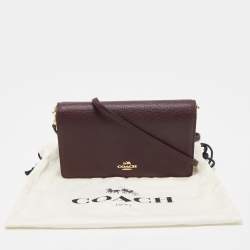 Pre Owned Coach Burgundy Leather Anna Foldover Clutch Bag