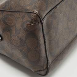 Pre Owned Coach Dark Brown/Black Signature Coated Canvas and Leather Margot Satchel
