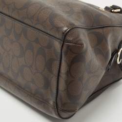 Pre Owned Coach Dark Brown/Black Signature Coated Canvas and Leather Margot Satchel