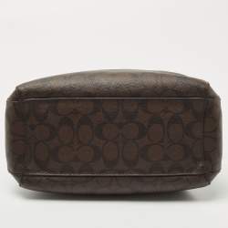 Pre Owned Coach Dark Brown/Black Signature Coated Canvas and Leather Margot Satchel