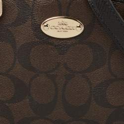Pre Owned Coach Dark Brown/Black Signature Coated Canvas and Leather Margot Satchel