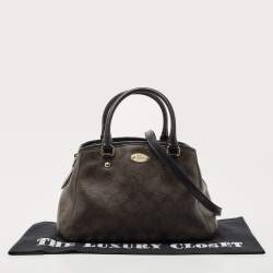 Pre Owned Coach Dark Brown/Black Signature Coated Canvas and Leather Margot Satchel