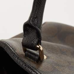 Pre Owned Coach Dark Brown/Black Signature Coated Canvas and Leather Margot Satchel