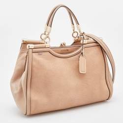 Pre Owned Coach Beige Lizard Embossed Leather Madison Pinnacle Carrie Satchel