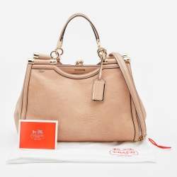 Pre Owned Coach Beige Lizard Embossed Leather Madison Pinnacle Carrie Satchel
