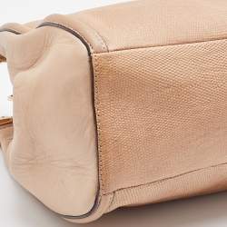 Pre Owned Coach Beige Lizard Embossed Leather Madison Pinnacle Carrie Satchel