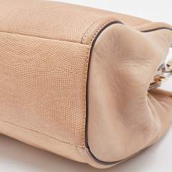 Pre Owned Coach Beige Lizard Embossed Leather Madison Pinnacle Carrie Satchel