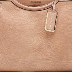 Pre Owned Coach Beige Lizard Embossed Leather Madison Pinnacle Carrie Satchel