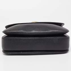 Pre Owned Coach Black Grained Leather Cassie Top Handle Bag