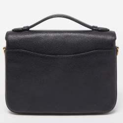 Pre Owned Coach Black Grained Leather Cassie Top Handle Bag