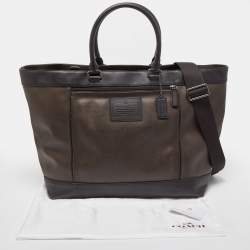 Pre Owned Coach Two Tone Brown Coated Canvas and Leather Shopper Tote