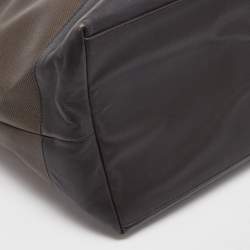 Pre Owned Coach Two Tone Brown Coated Canvas and Leather Shopper Tote