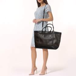 Pre Owned Coach Two Tone Brown Coated Canvas and Leather Shopper Tote