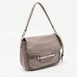 Pre Owned Coach Grey Leather Taylor Flap Crossbody Bag