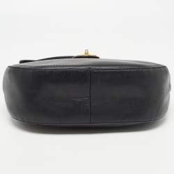 Pre Owned Coach Black Leather Willis Saddle Crossbody Bag