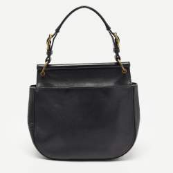 Pre Owned Coach Black Leather Willis Saddle Crossbody Bag